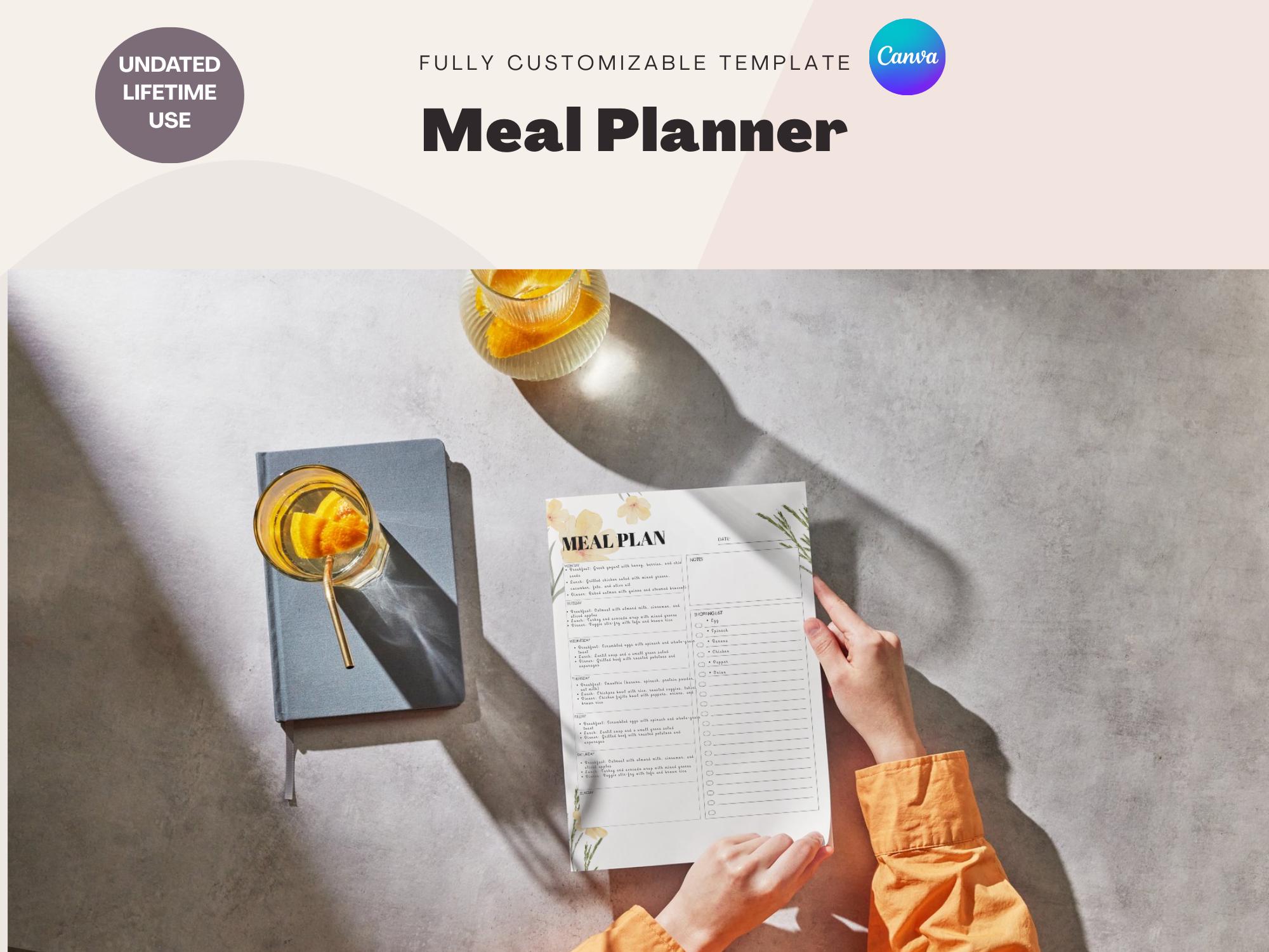 Floral Weekly Meal Planner: Printable Menu Template & Grocery List (PDF ...