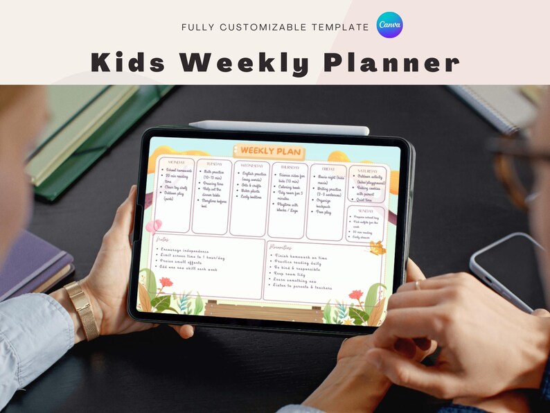 Kids Weekly Planner Printable - Colorful Weekly Schedule for Children ...