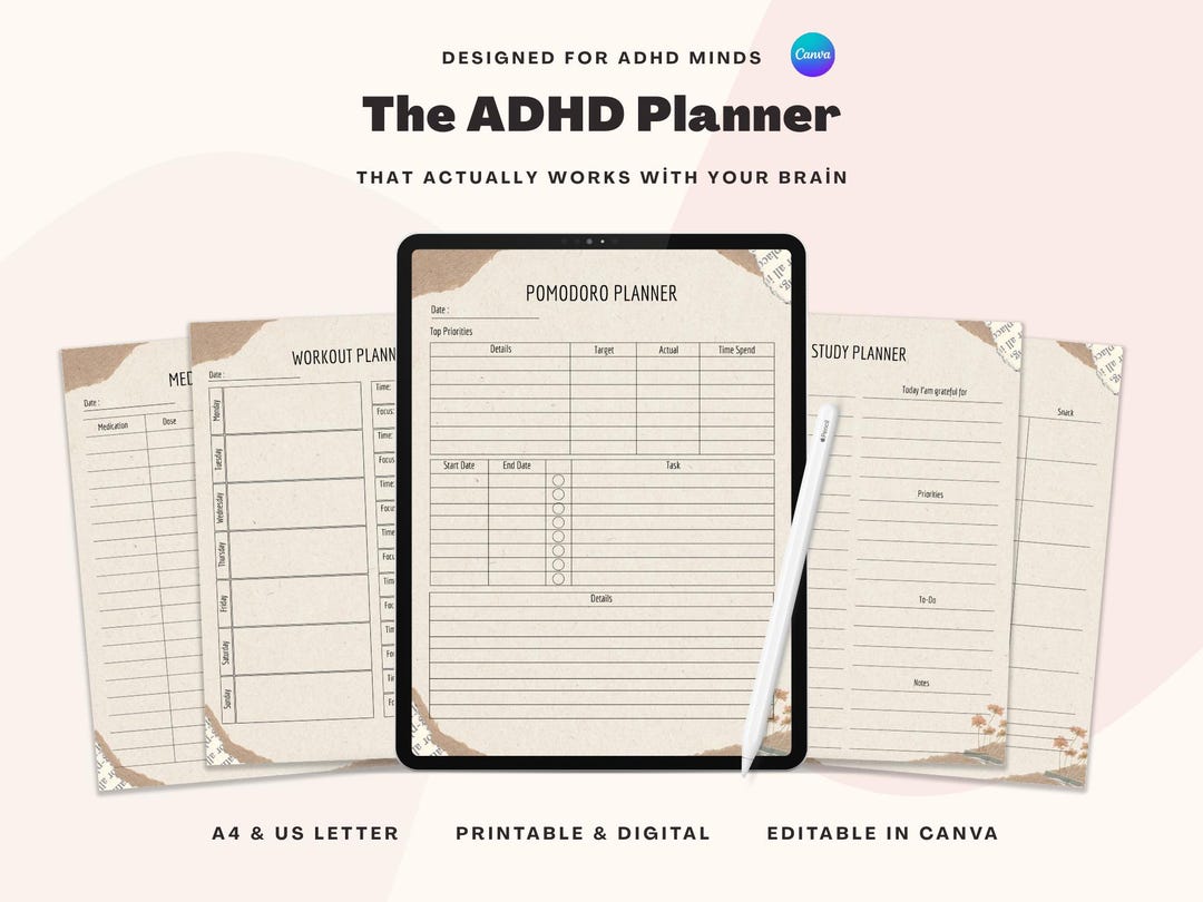ADHD Digital Planner, Focus & Productivity, Goodnotes iPad (digital ...