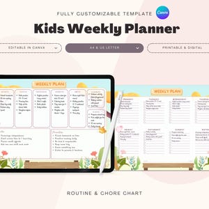 Kids Weekly Planner Printable - Colorful Weekly Schedule for Children ...