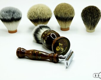 Steampunk victorian Walnut Men&#39;s set Double Edge Safety razor shaving brush silvertip badger hair birthday father Personalized  Ready2Ship