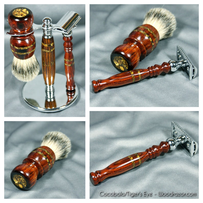 CUSTOM ORDER Shaving Kit Razor Brush Badger Hair DE Double Edge Safety ...