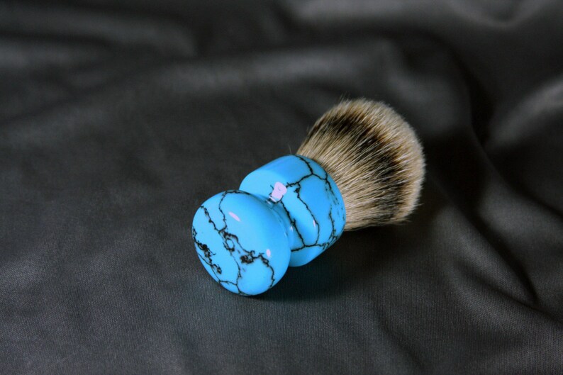 Turquoise Men's shaving kit razor brush badger hair DE Etsy