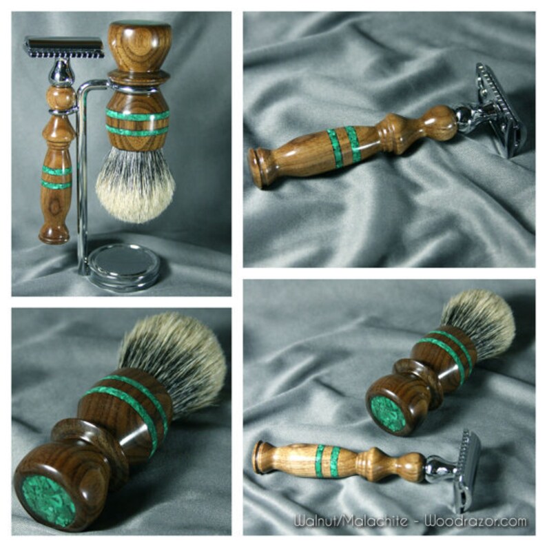 CUSTOM ORDER Shaving Kit Razor Brush Badger Hair DE Double Edge Safety ...