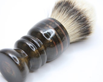 African Blackwood Shaving Brush  Silvertip Badger Hair Beard Brush with Blue and Copper Resin Inlay Wet Shaving - Ready2Ship Build Your Own