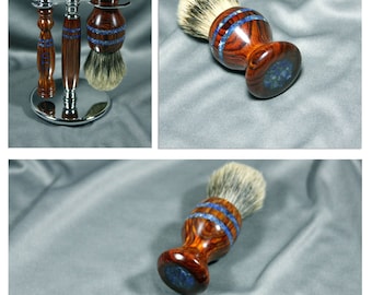 Personalized engraving Mach 3 wet shaving kit razor brush badger hair steampunk wood men's gifts birthday father's day Gillette CUSTOM ORDER