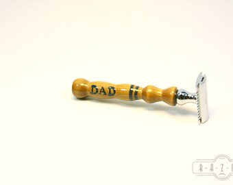 Men's Shaving Razor American Walnut Razor with Blue Lapis Dad Inlay Wooden Razor Wet Shaving Men's Shaving Father's Day Gift Ready2ship