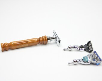 Mann-Rasur Männer Weihnachten Vater Graduierung Geschenk Urlaub Geburtstag Gillette Mach3 Fusion nass rasieren Rasierer amerikanische Kirsche afrikanischem Mahagoni