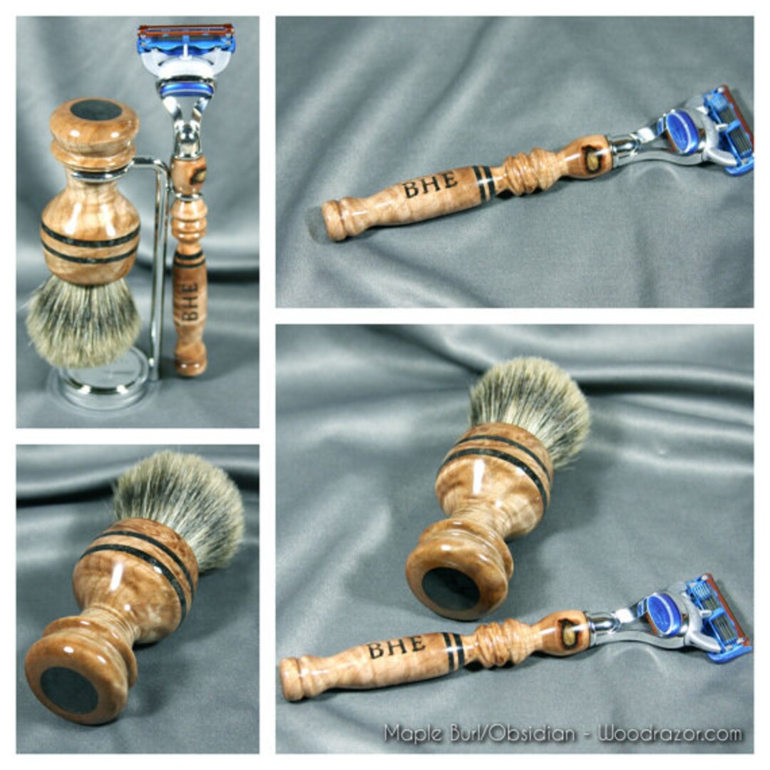 Custom Razor Basicalis CUSTOM ORDER Shaving Kit Razor Brush Badger Hair DE Double Edge Safety ...