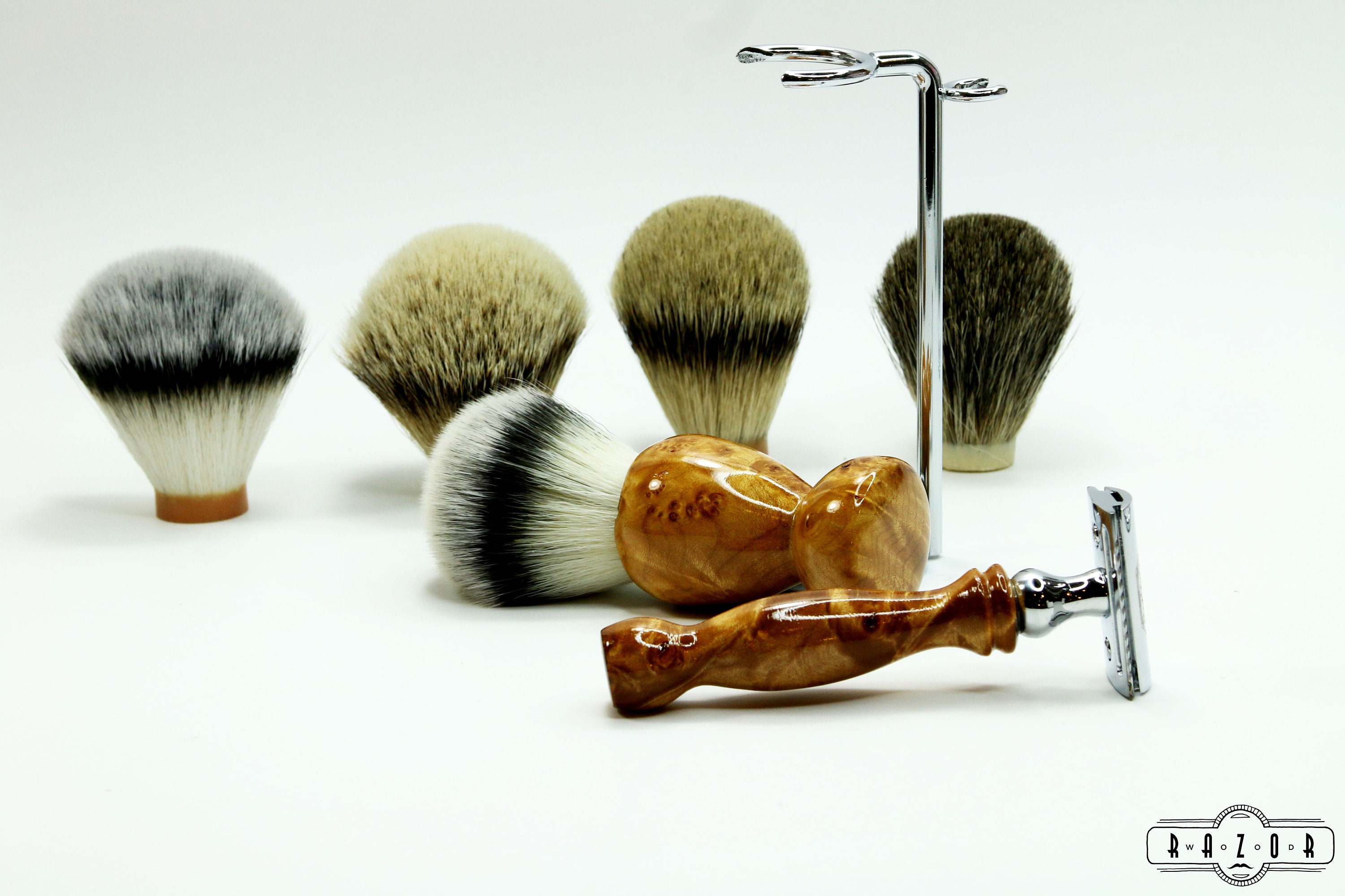 American Maple Burl Wood Shaving Set Double Edge Razor and Brush Gillette Mach3 Fusion Christmas Gift Father Husband Wooden Razor Ready2Ship