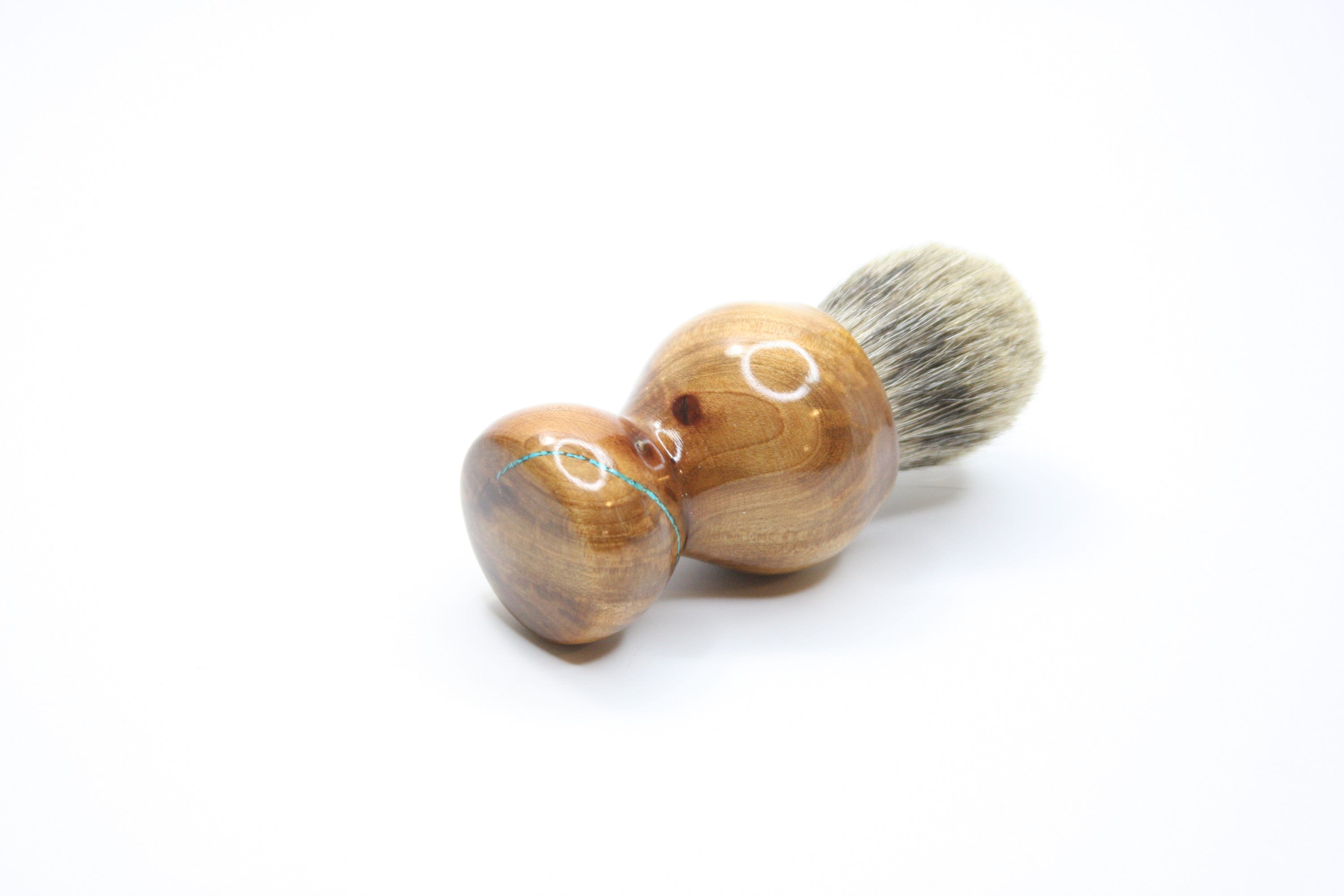 Beard Brush American Maple Burl Wood Blue Turquoise Shaving Brush Best Grade Hair Wedding Anniversary Christmas Customization - Ready2Ship