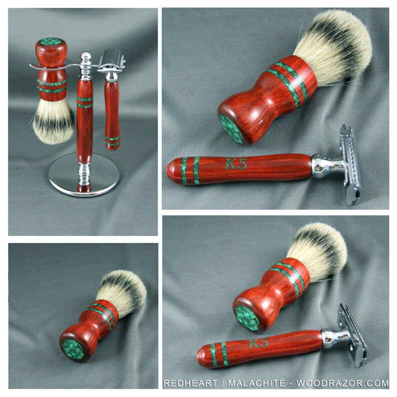 Engraved DE Double edge safety razor Men's shaving kit Etsy