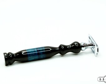 Afrikanische Blackwood klassische Doppel Kante Rasierer Gillette Mach3 Fusion blau Harz Inlay nass Rasieren Weihnachten Hochzeit - Ready2Ship