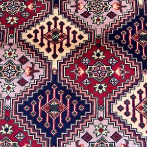 7x10 Ft Hand Knotted Turkmen Rug, Fine Quality Red Medallion Area Carpet, Traditional Wool Rug