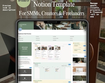 Notion Business Planner Template for Social Media Managers, Creators or Freelancers: Dashboard & Workflow System, Client Management