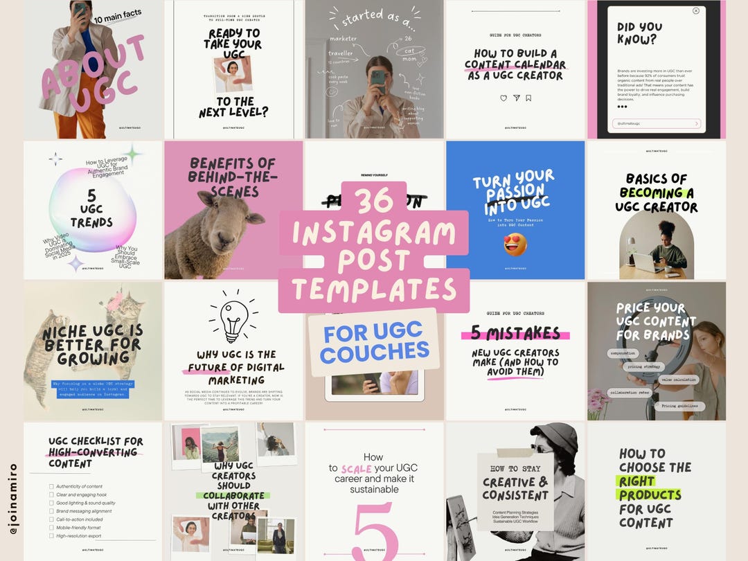 UGC Coach Instagram Post Templates: Canva Editable Social Media Kit ...