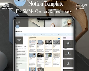 Plantilla de planificador de redes sociales de Notion para administradores, creadores y autónomos de redes sociales: calendario y panel de contenido