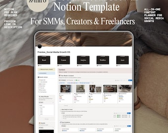 Social Media Notion | Instagram Planner | Content Calendar | Notion Planner | Content Dashboard | Social Media Manager Notion