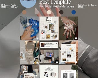 60 Instagram-sjablonen voor socialmediamanagers | Canvassjabloon | Berichten van gebruikers van content en contentmakers | Sjabloon Instagram-bericht