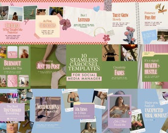 10 Pastel Social Media Seamless Carousel Templates: Canva Instagram Post Templates (Digital Download)