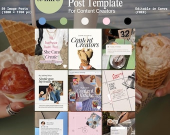 50 modèles de publication Instagram - Modèles Canva de créateur de contenu - Articles de narration - CGU, monétisation du créateur - Kit pour réseaux sociaux