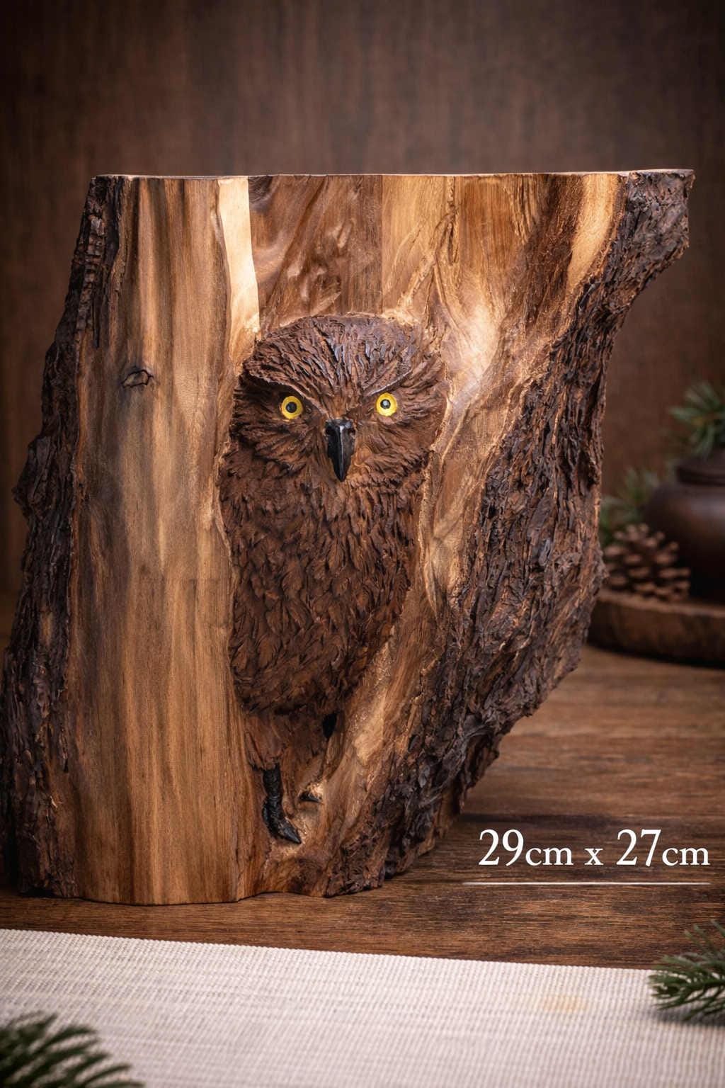 Statuette chouette en bois démontable - Label Emmaüs