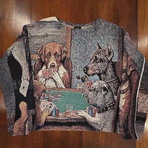Hand-made Poker Dogs Blanket Sweater