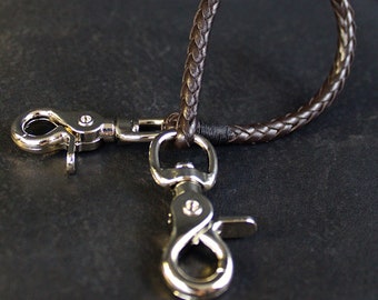 Braided Leather Wallet Chain: Nickel Trigger Clasp, Men's Accessory
