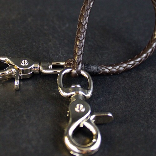 Nickel Hook Leather Braided Wallet Chain Men's Leather Etsy