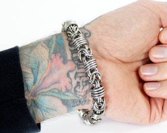 Roestvrijstalen zilveren herenkettingarmband / Orbit-armband / Herensieraden / Dikke ronde ketting