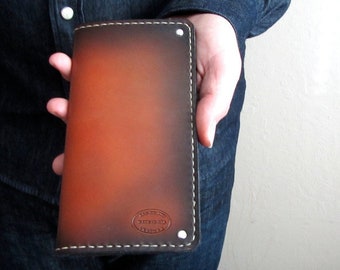 Gepersonaliseerde portemonnee / leren herenportemonnee / Sunburst lange portemonnee / Cadeau voor mannen / Aangepast leer / Unieke portemonnee / Portemonnee vintage stijl