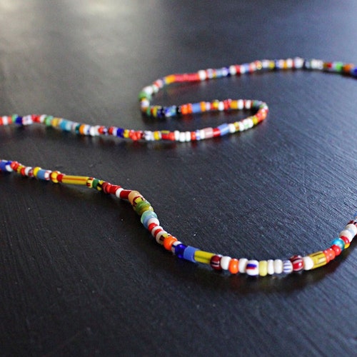 Men's Beaded Necklace / Mulitcolored Glass Beads / Etsy