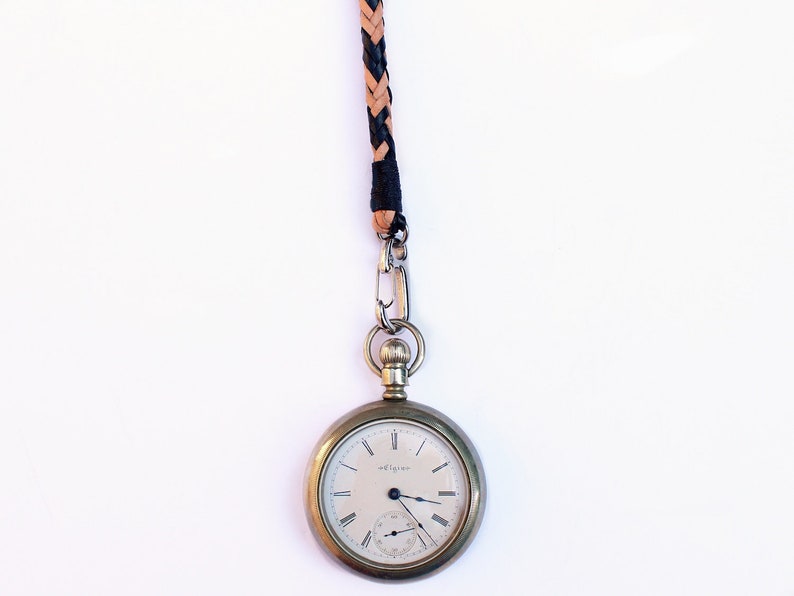 Braided Leather Pocket Watch Chain / Leather Pocket Watch Etsy