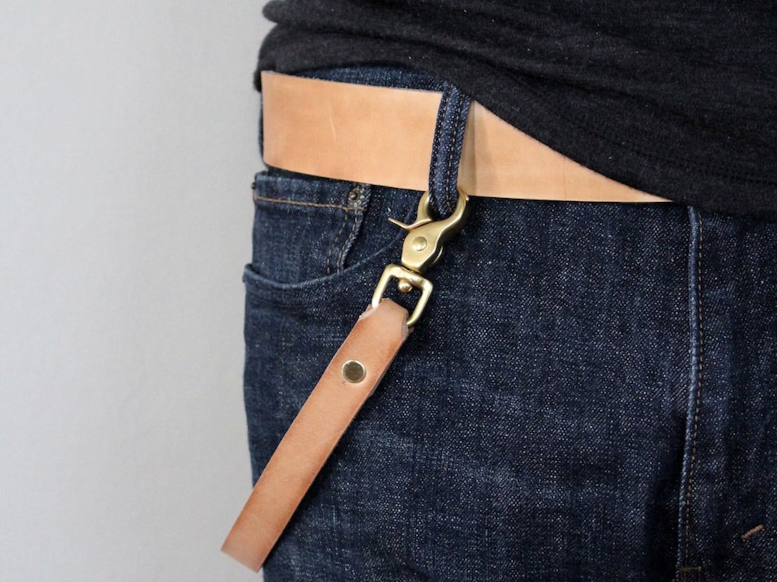 Brass and Leather Wallet Chain Men's Leather Wallet - Etsy