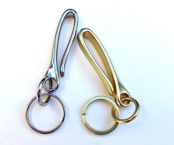 Mens Hook Key Chain / Brass or Nickel Hook / Fish Hook / Key Ring / Belt  Hook / Metal Key Chain / Gold Silver Key Chain / Mens Style Fashion 