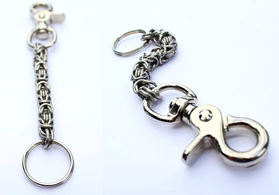 Brass or Stainless Steel/nickel Byzantine Key Chain With - Etsy