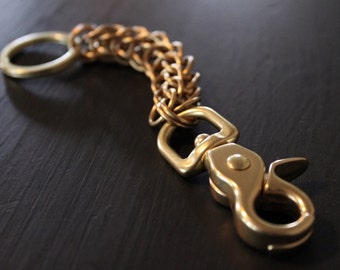 Brass or Stainless Steel/Nickel Persian Key Chain with Trigger Clasp