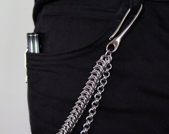 Double Strand Stainless Steel Wallet Chain: Biker Style - Etsy