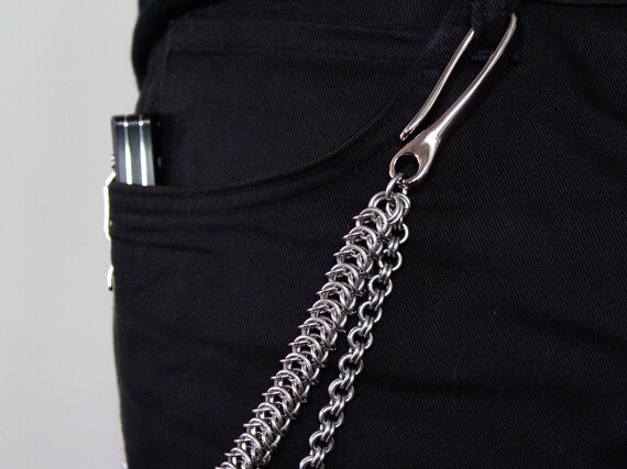 Double Strand Stainless Steel Wallet Chain: Biker Style - Etsy