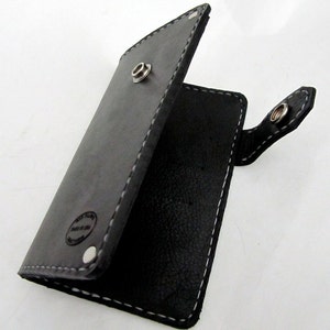 Black Leather Side Snap Wallet image 3