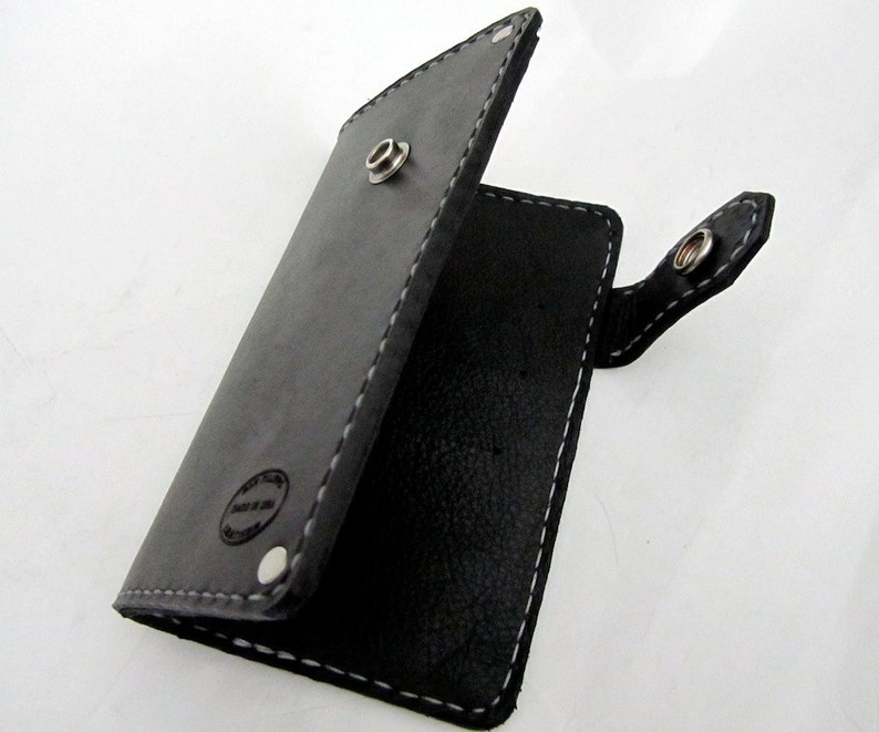 Black Leather Side Snap Wallet image 3