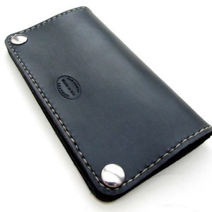 Mens Black Leather Biker Wallet: Classic Saddle Leather, Optional Chain