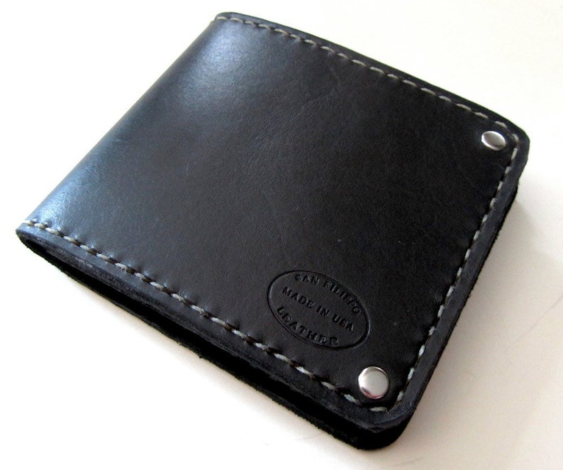 Small Black Leather Bifold Wallet: Personalized Monogrammed Wallet - Etsy