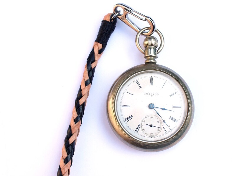 Pocket Watch Chain / Braided Leather Pocket Watch Strap / Etsy