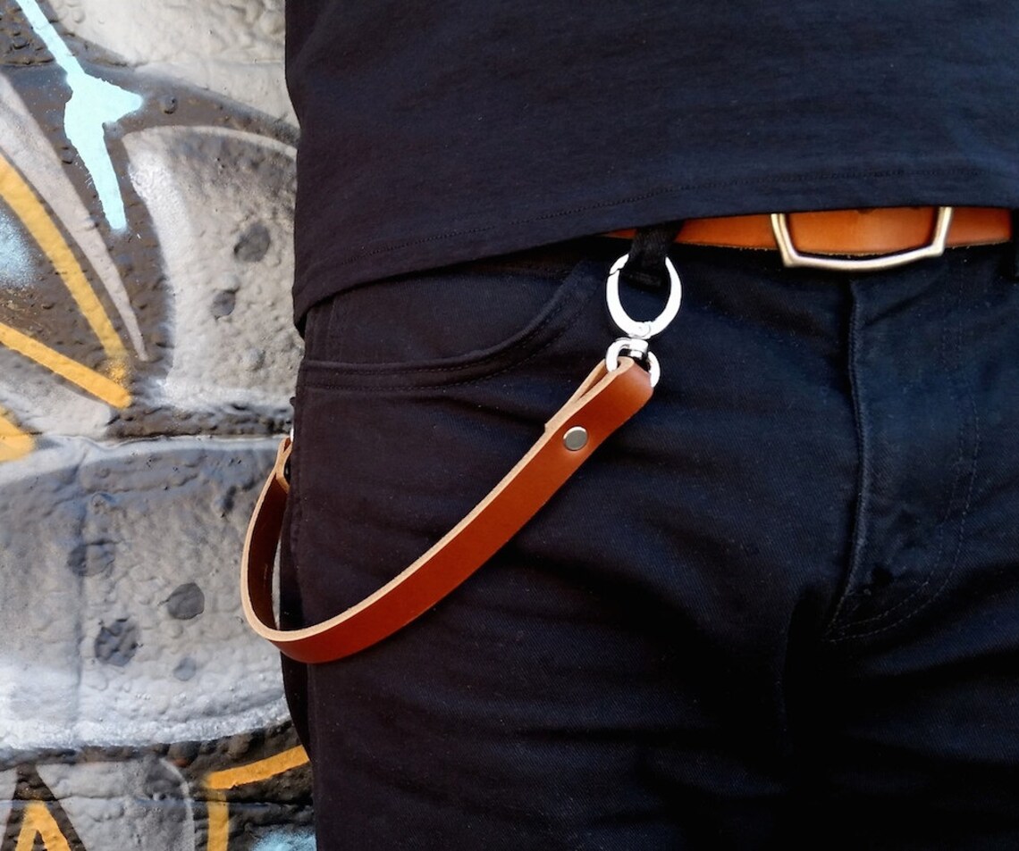 Leather Wallet Chain With Oval Clip Men's Leather Etsy