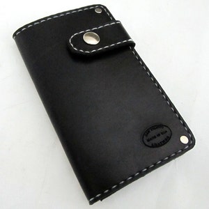 Black Leather Side Snap Wallet image 1