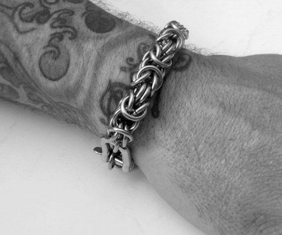 Thick Mens Byzantine Bracelet: 14g Stainless Steel, Non Tarnish Jewelry