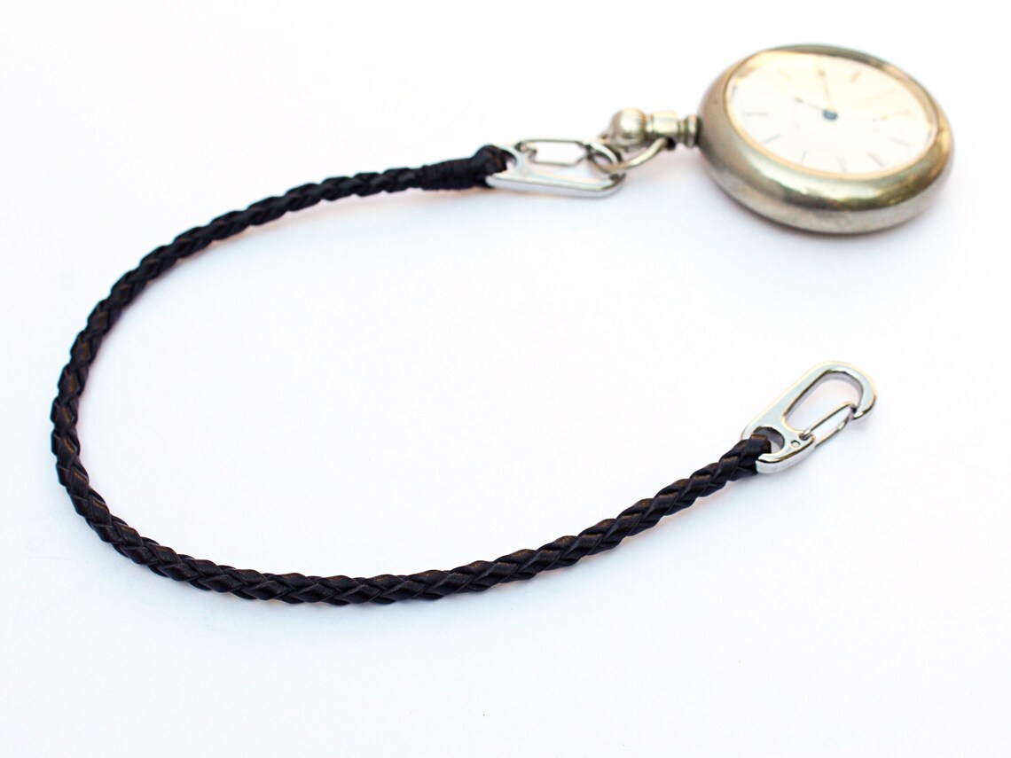 Small Braided Leather Pocket Watch Chain / Leather Pocket Etsy