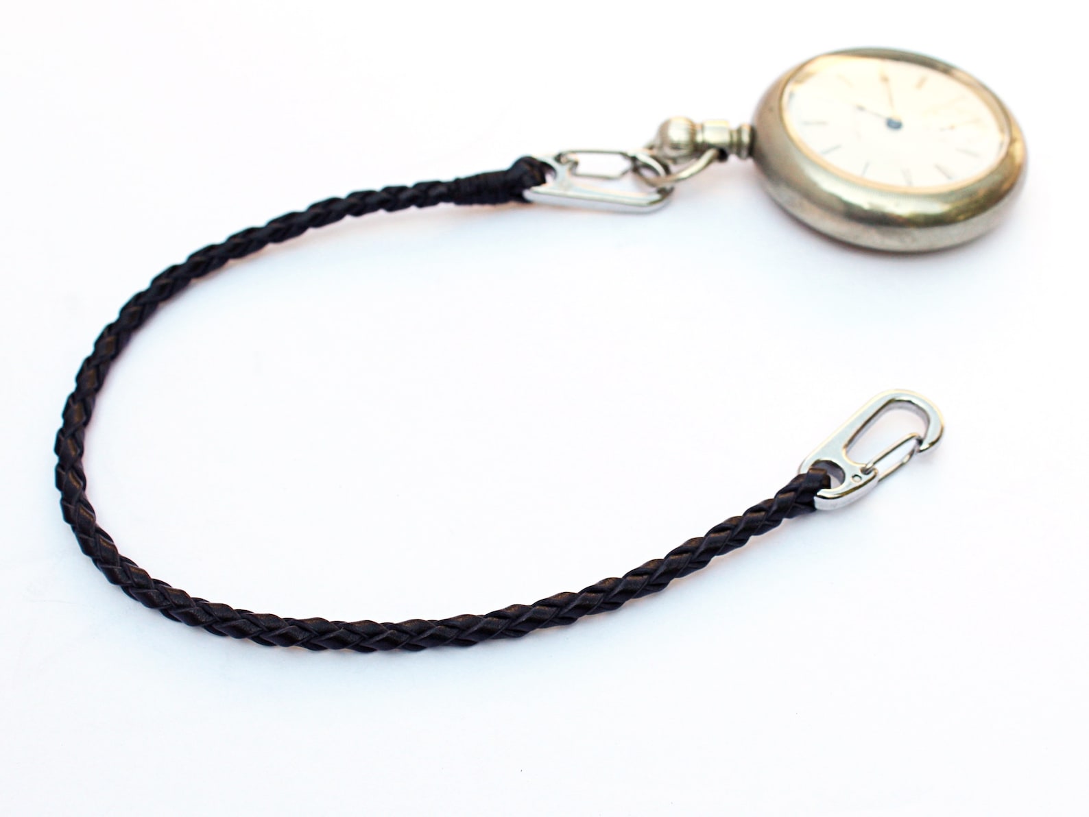 Small Braided Leather Pocket Watch Chain / Leather Pocket Watch Strap