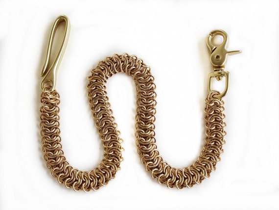 Brass Vertebrae Wallet Chain: Hand Woven Chainmaille With Hook - Etsy